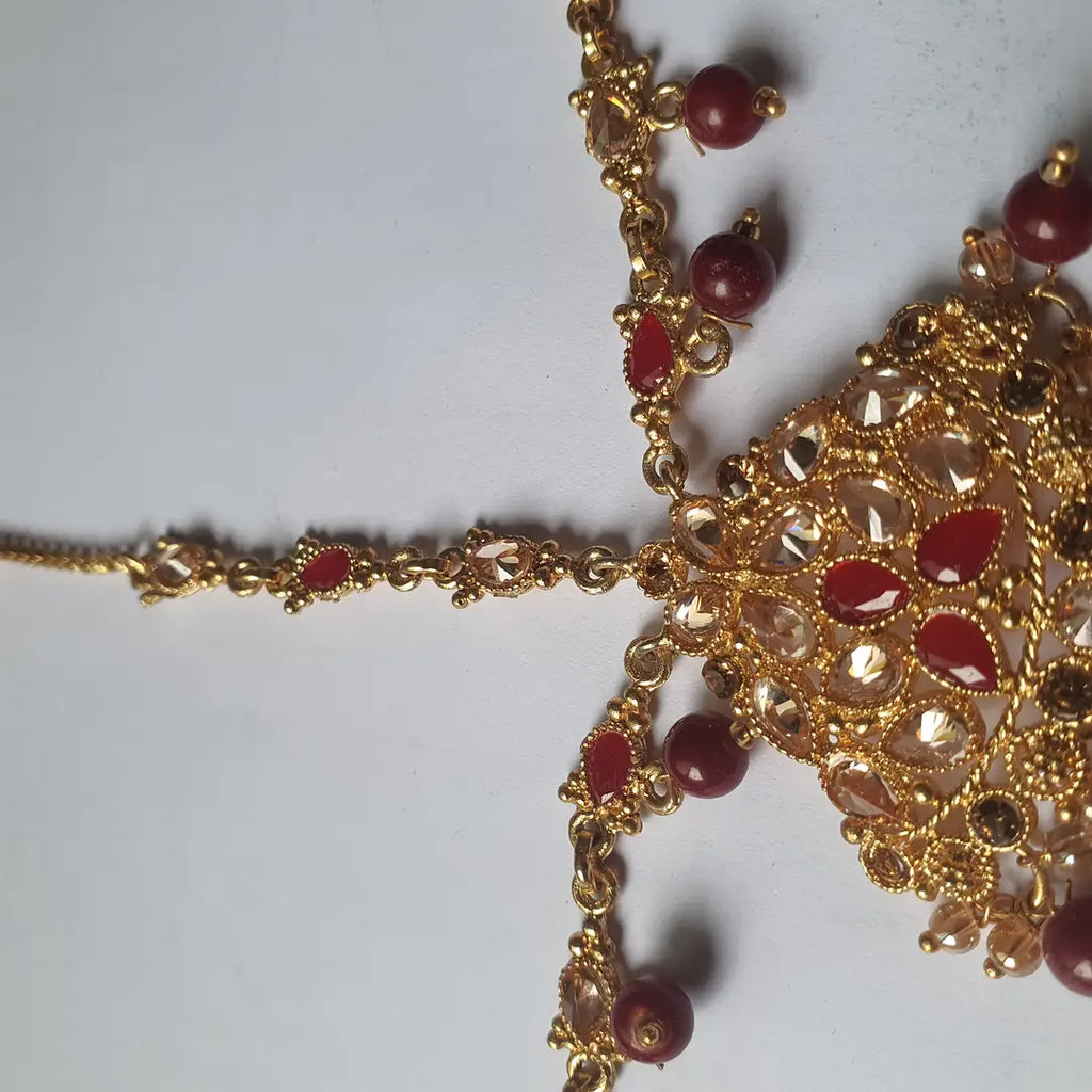Rajasthani Design Gold Plated Kundan Matha Patti - view 3