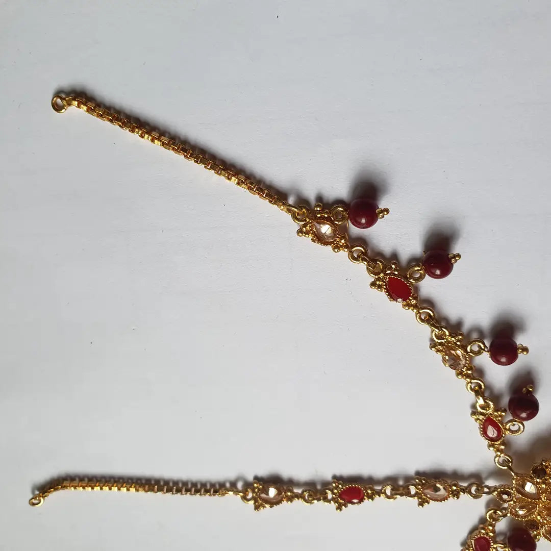 Rajasthani Design Gold Plated Kundan Matha Patti - view 4