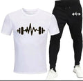 Men's Cotton Printed Track Suit - White, 2 Piece