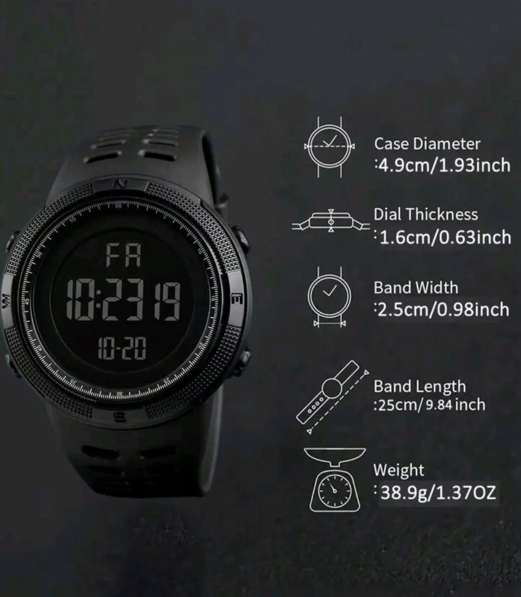 Men's Digital Sports Watch - LED Backlight, Alarm & Stopwatch - view 4