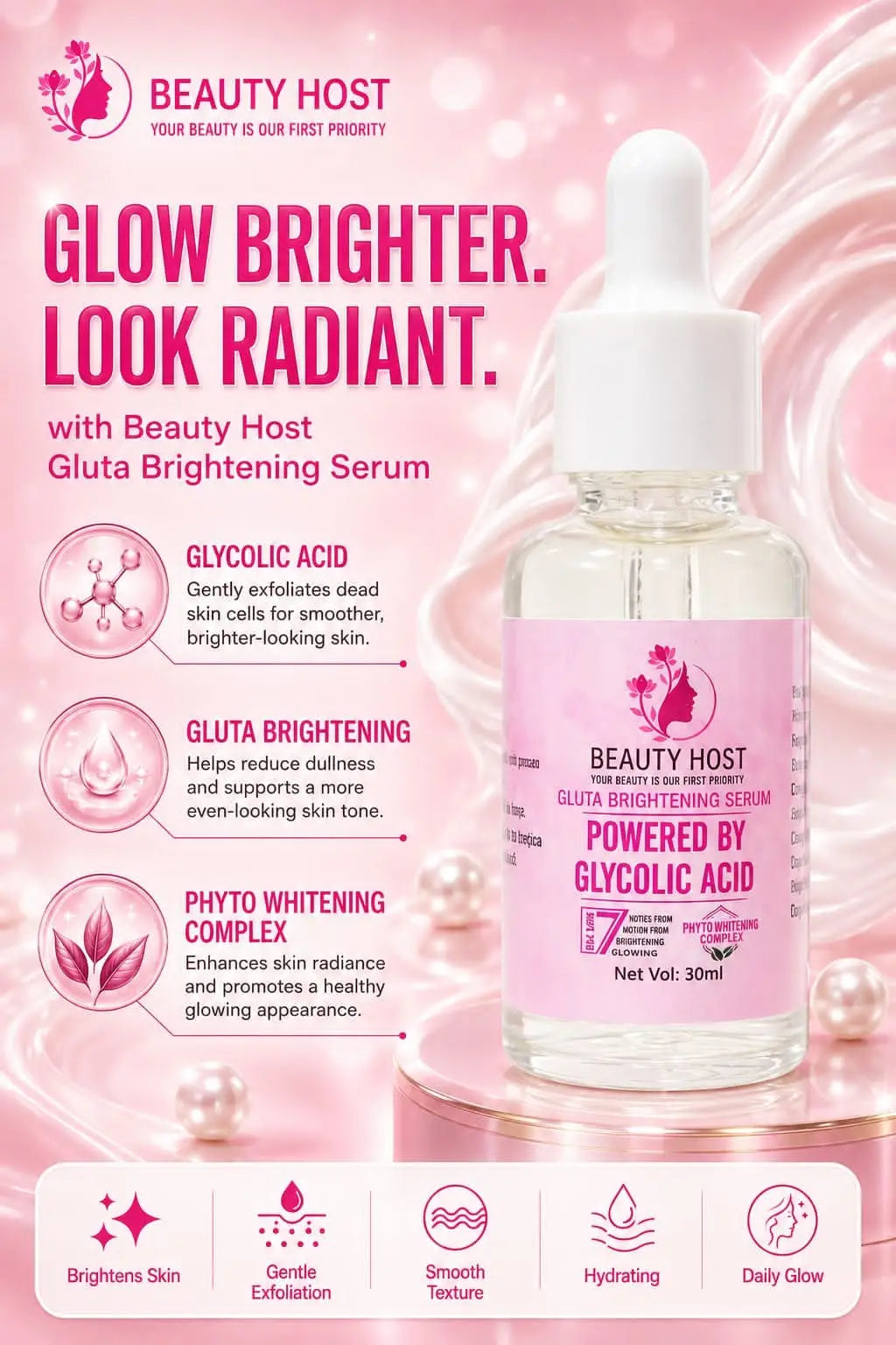 Brightening Face Serum - Glycolic Acid and Gluta