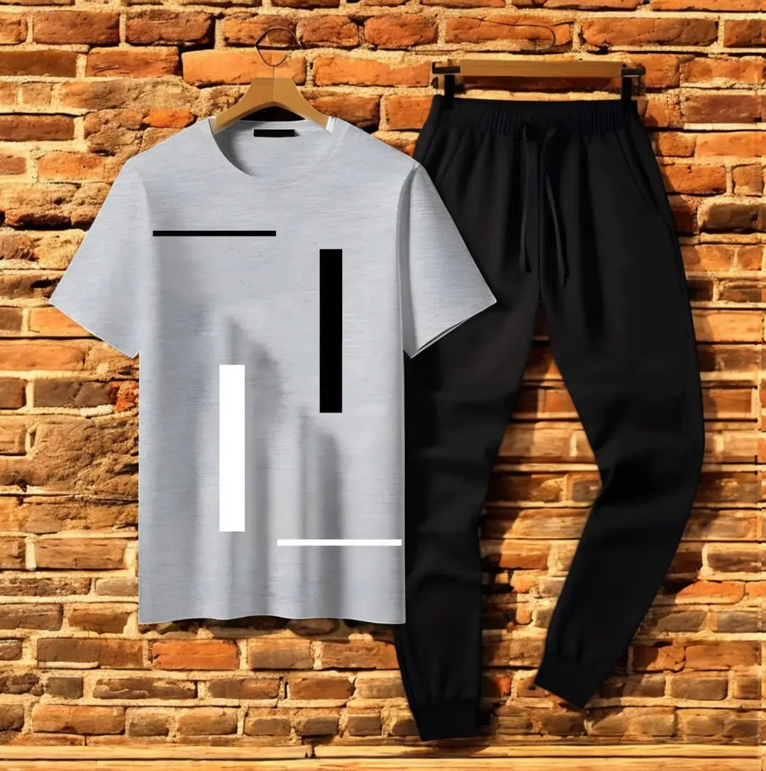 Men's Jersey Printed Track Suit - Grey, 2 Piece