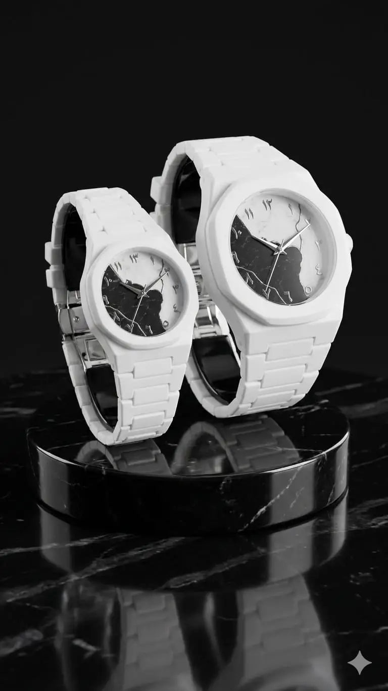 Couple Watch Set - White Octagon Dial, His & Hers Pair - view 2