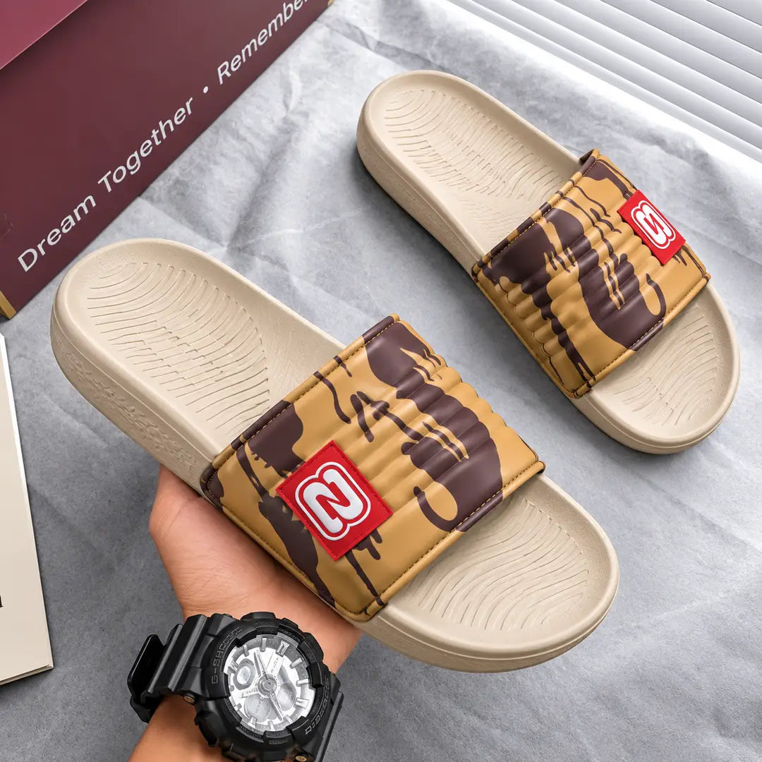 Men's EVA Slide Slippers - Beige, Camo Style