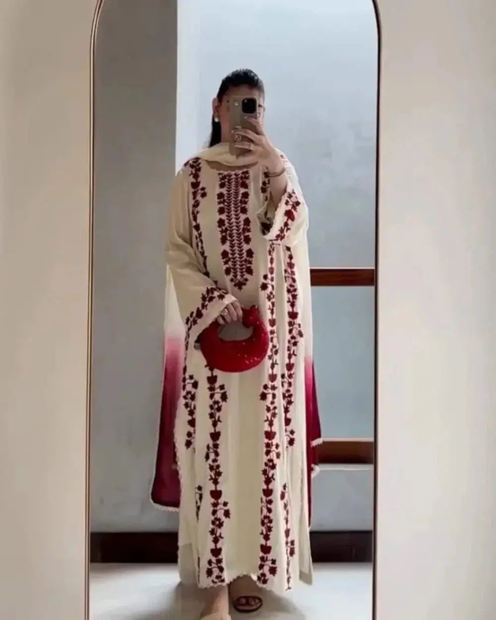 Unstitched Dhanak Suit - Ivory, 3 Piece with Wool Shawl
