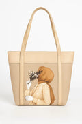 Printed Faux Leather Tote Bag - Black or Beige