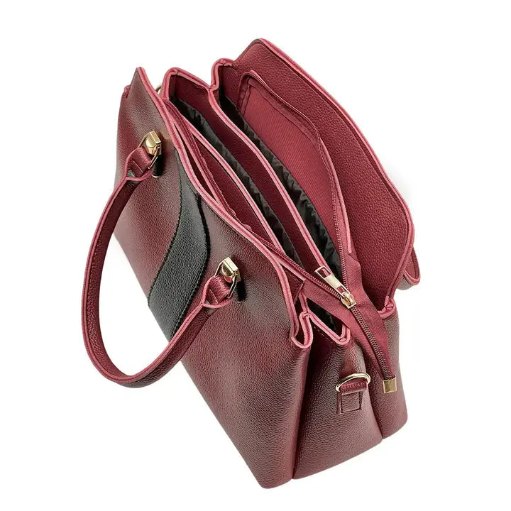 Studded Faux Leather Tote Bag - Yellow, Maroon or Brown - view 2