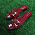 Maroon Gemstone Transparent Slippers for Women