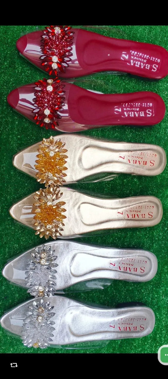 Maroon Gemstone Transparent Slippers for Women