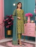 Golden Printed Dobby Lawn Suit - 3-Piece Unstitched