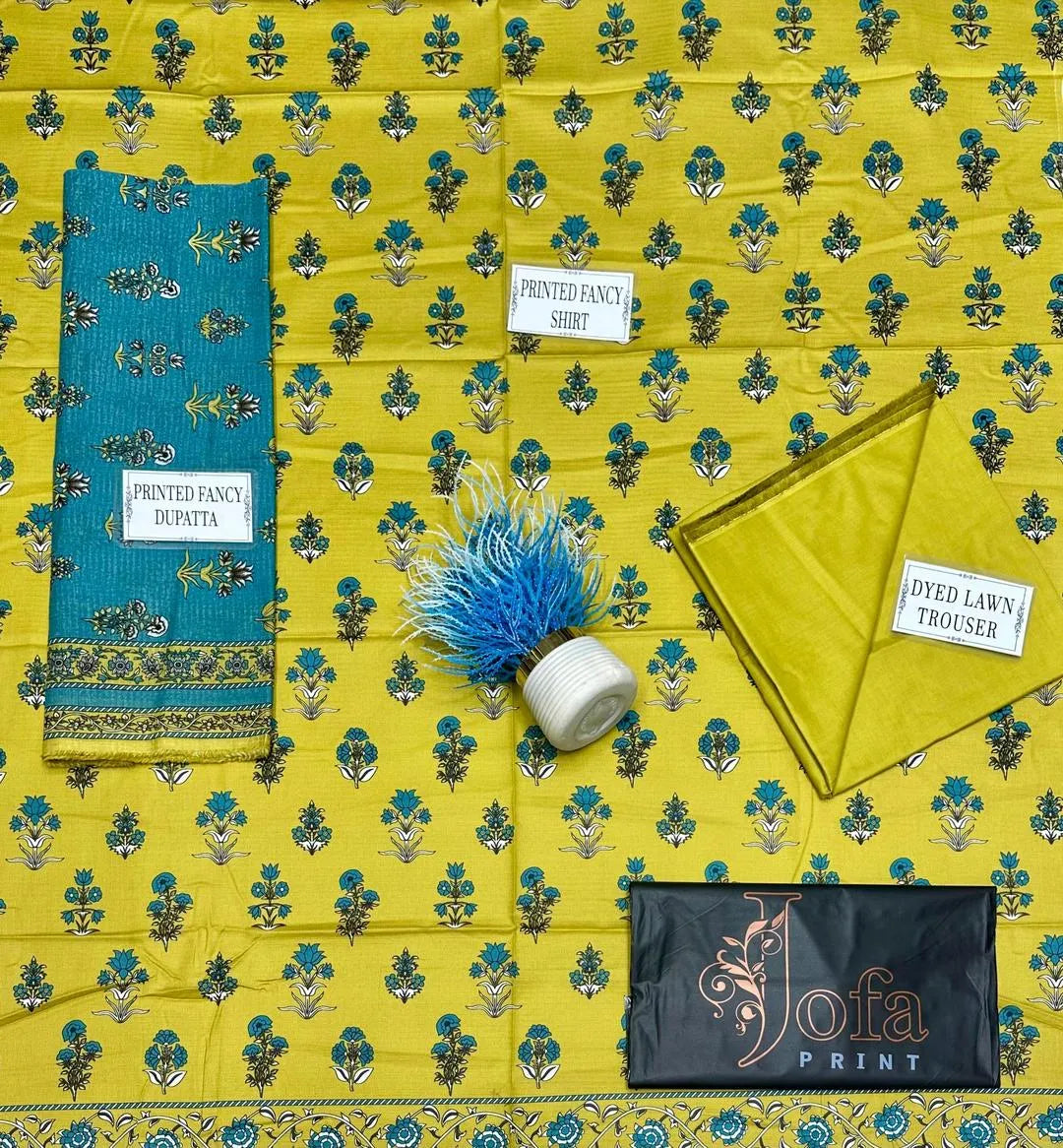 Golden Printed Dobby Lawn Suit - 3-Piece Unstitched - view 4