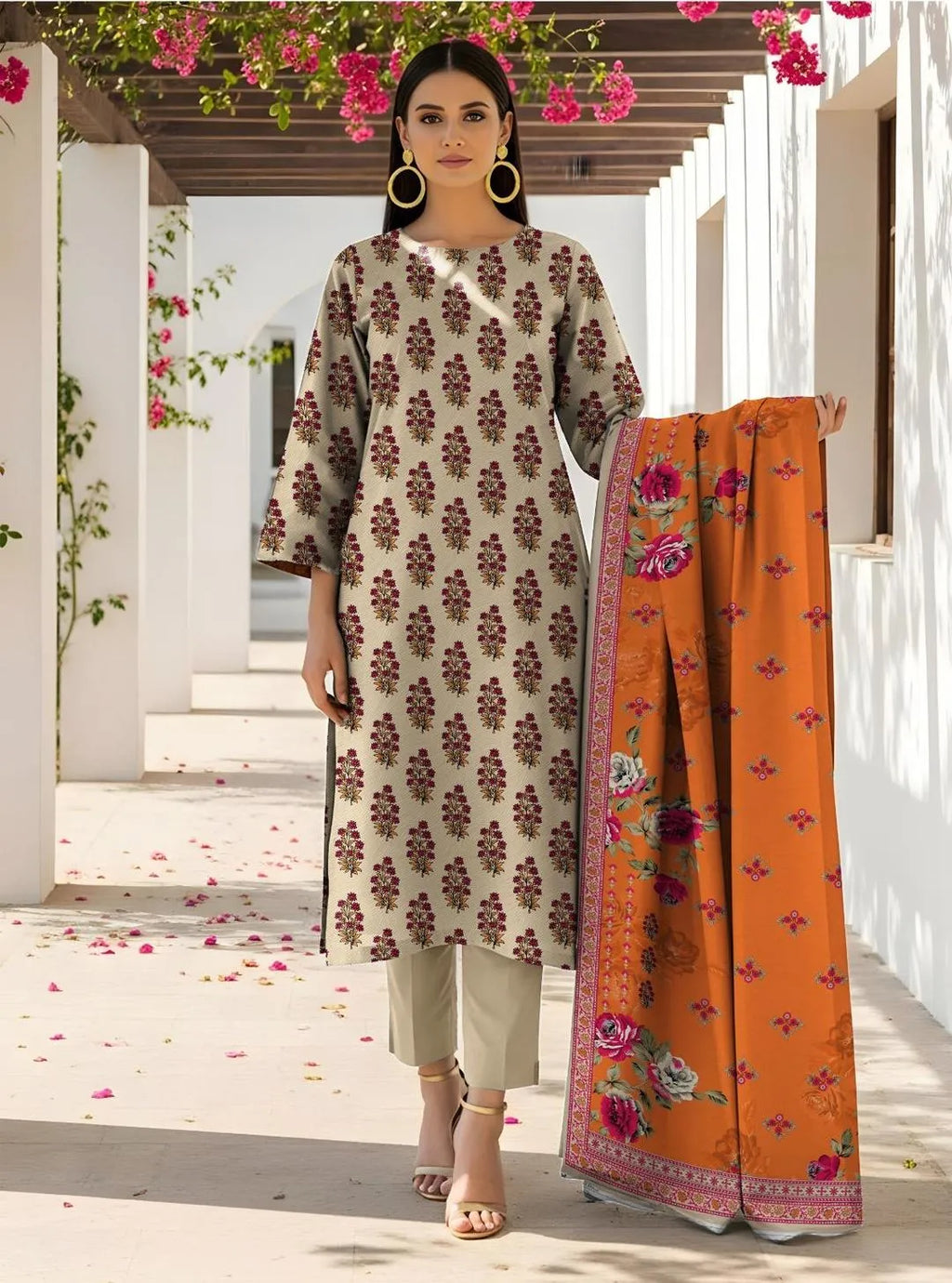 White Printed Lawn Suit - 3-Piece Unstitched - view 2