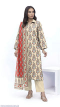 Off-White Printed Dobby Lawn Suit - 3-Piece Unstitched
