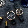 Unisex Chronograph Couple Watch Set - Carbon Fiber, 4 Colours