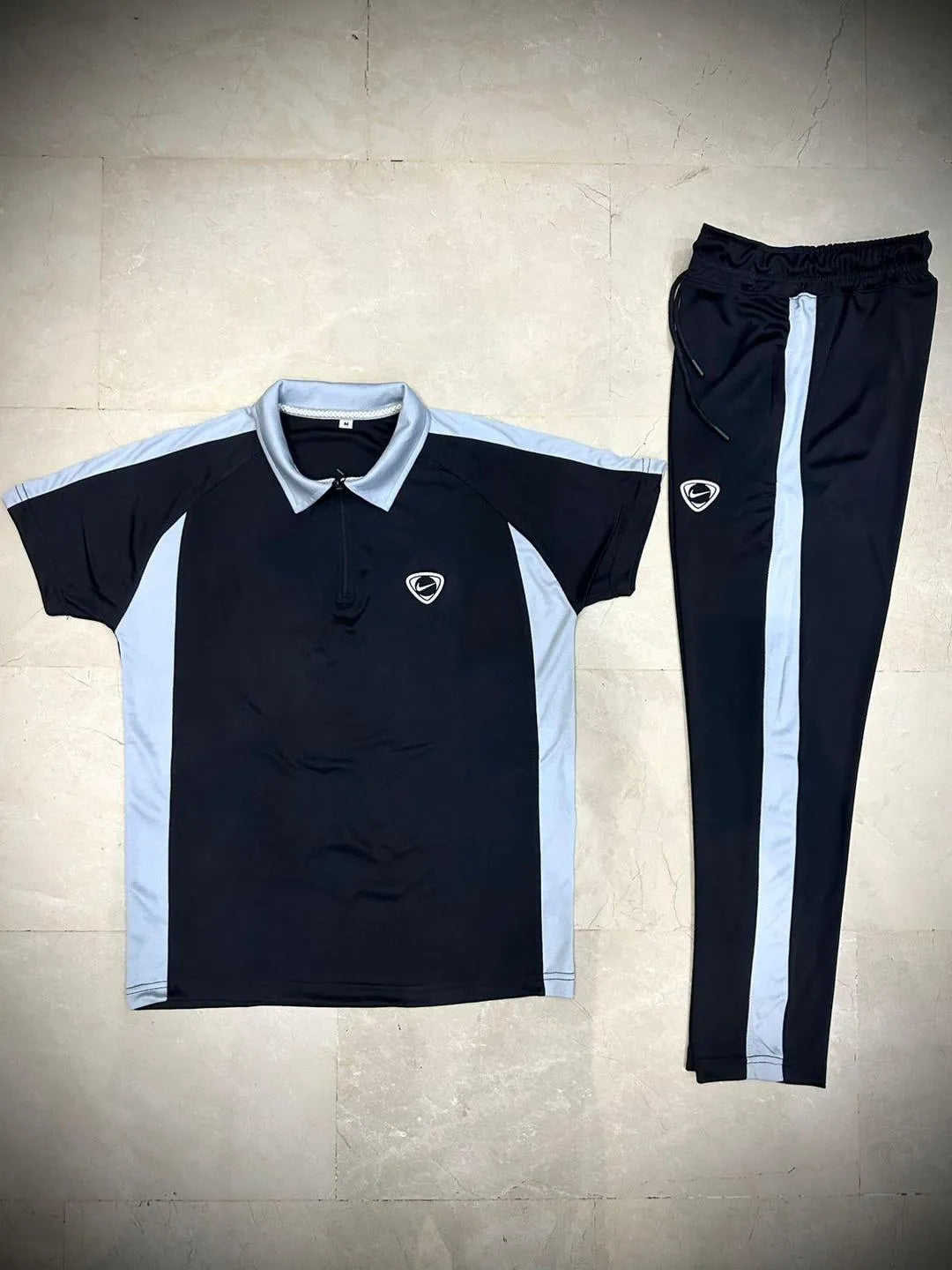 Men's Dri-Fit Zipper Track Suit - Black & White, 2 Piece - view 2