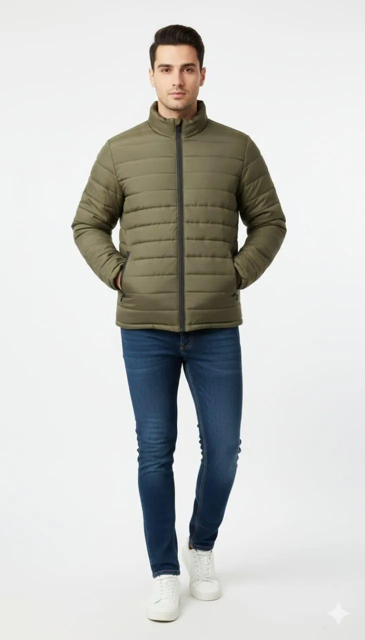 Men's Hooded Parachute Bomber Jacket - Green, L to 2XL