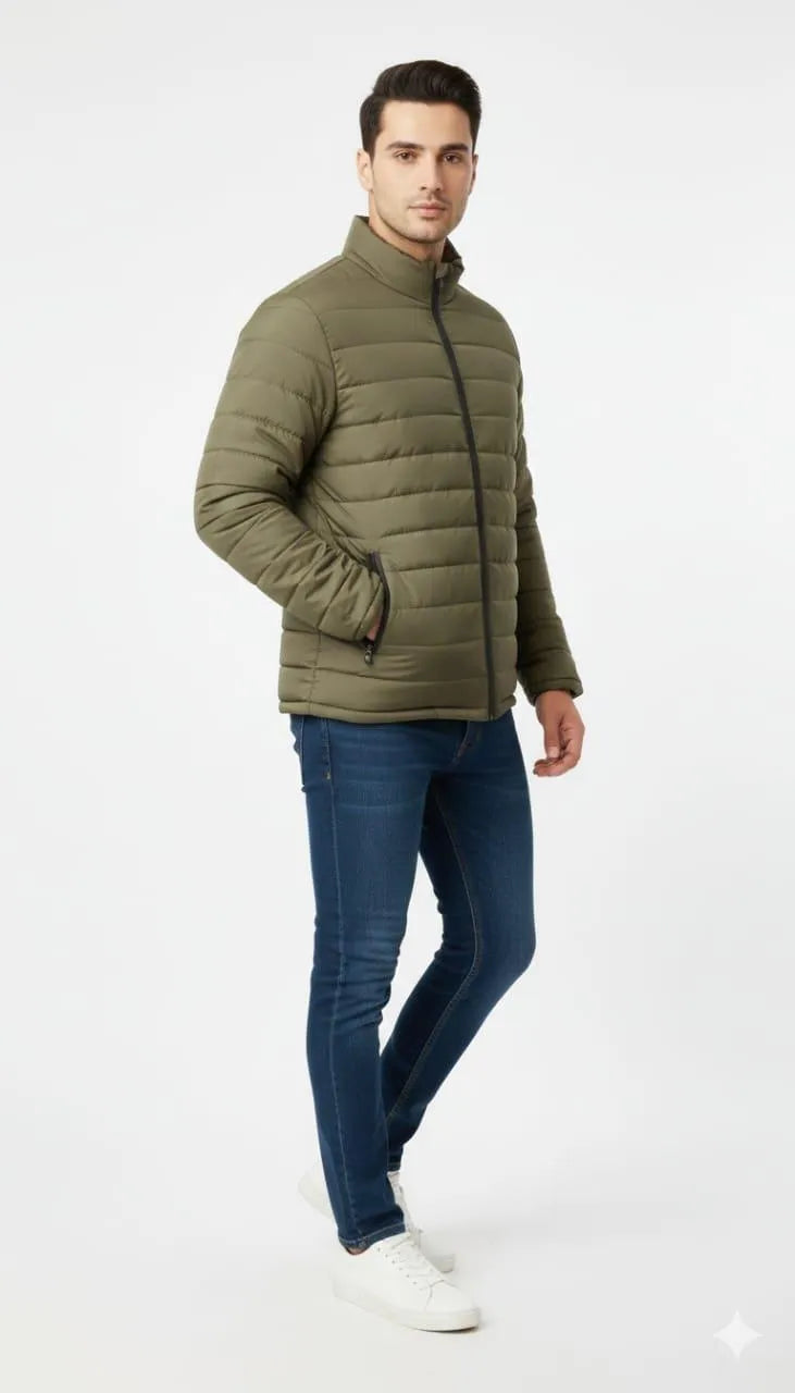 Men's Hooded Parachute Bomber Jacket - Green, L to 2XL