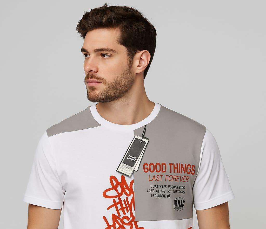 Men's Printed Cotton T-Shirt - White, Round Neck - view 2