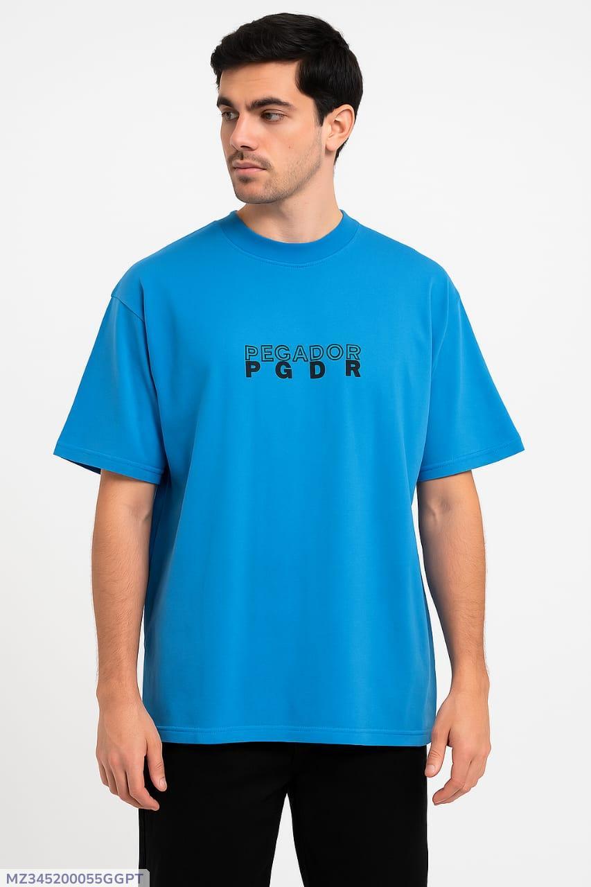 Men's Printed Cotton T-Shirt - Blue, Round Neck - view 4