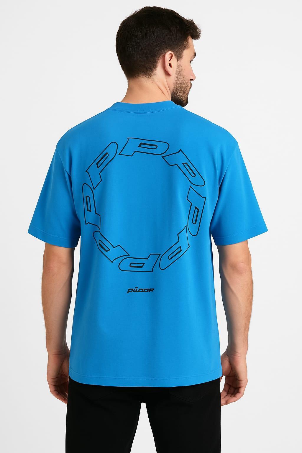 Men's Printed Cotton T-Shirt - Blue, Round Neck - view 3