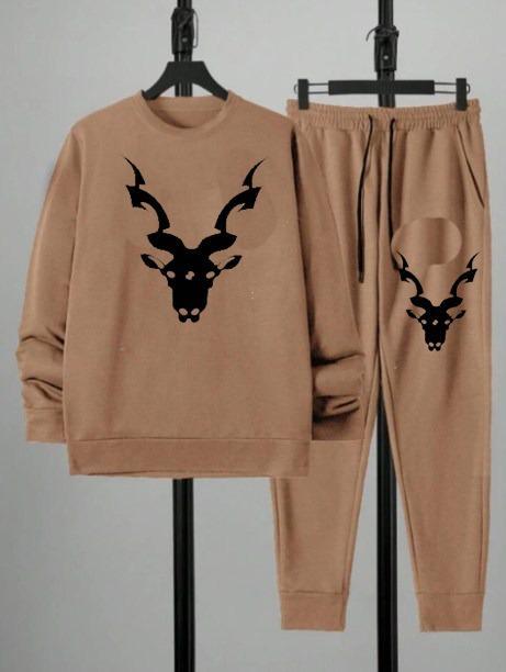 Men's Dri-Fit Track Suit - Brown Markhor Print, 2 Piece