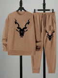 Men's Dri-Fit Track Suit - Brown Markhor Print, 2 Piece