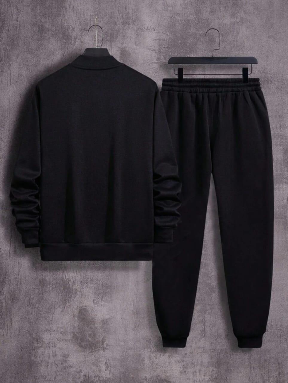 Men's Fleece Zipper Track Suit - Black, Winter, XL to 2XL - view 2