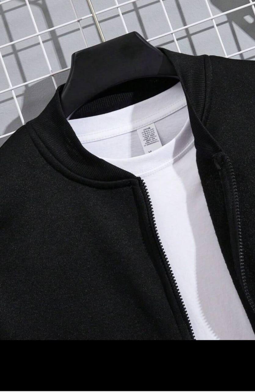 Men's Fleece Zipper Track Suit - Black, Winter, XL to 2XL - view 3