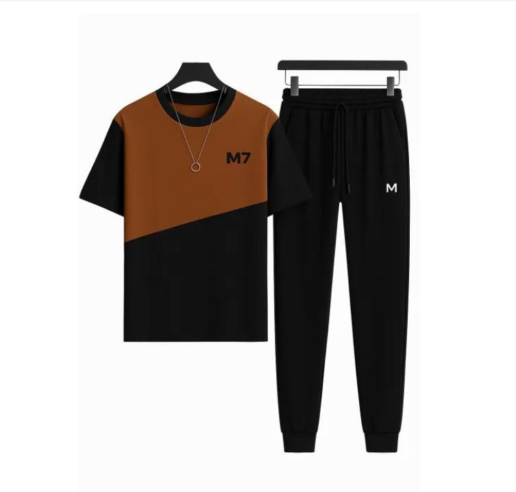 Men's Polyester Track Suit - Brown & Black Casual