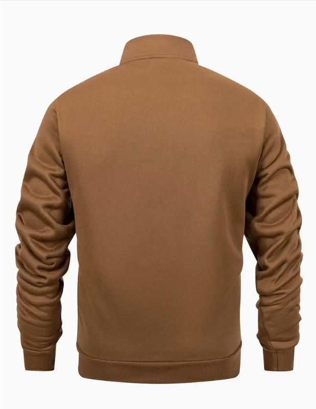 Men's Fleece Zip Tracksuit - Brown, Ban Collar, S to 2XL