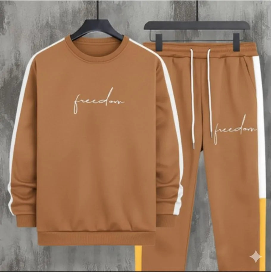 Men's Dri-Fit Track Suit - Brown with Embroidered Slogan