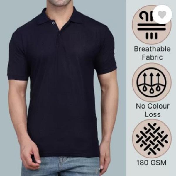 Men's Slim Fit Cotton Polo Shirt - Black, 180 GSM