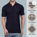 Men's Slim Fit Cotton Polo Shirt - Black, 180 GSM