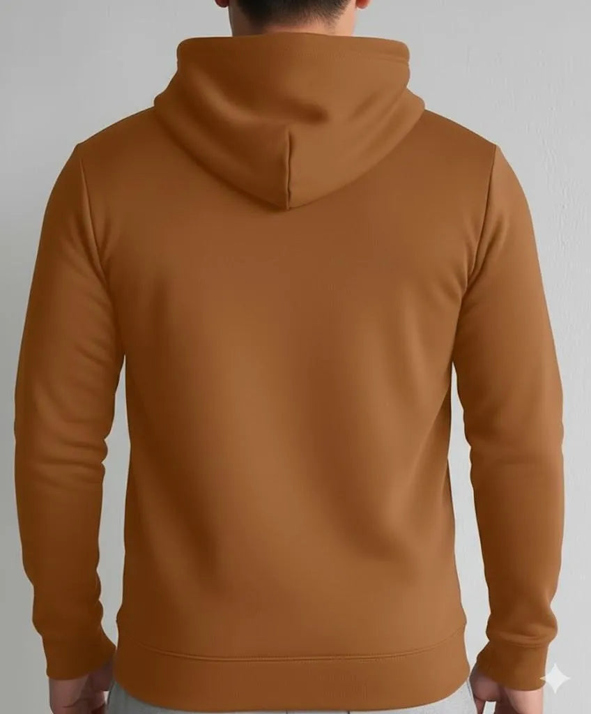 Men's Fleece Hoodie - Brown, Slim Fit Winter - view 2