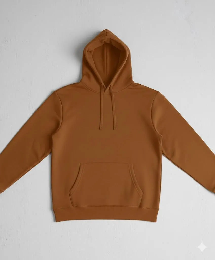 Men's Fleece Hoodie - Brown, Slim Fit Winter - view 3