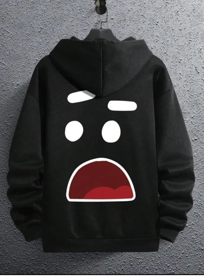 Men's Printed Hoodie - Black with Front Pocket - view 2