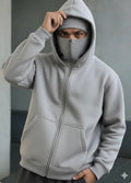 Men's Zipper Fleece Hoodie - Grey, Sizes S to XL
