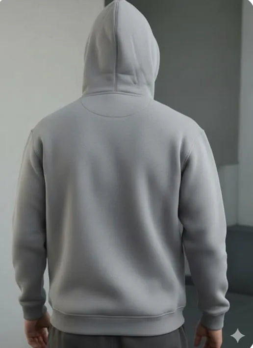 Men's Zipper Fleece Hoodie - Grey, Sizes S to XL