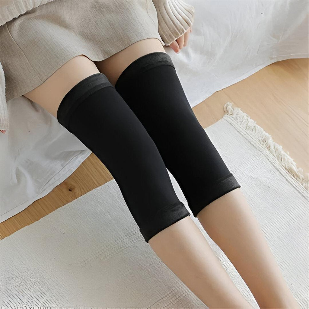 Unisex Wool Knee Warmers - Beige or Black, 2 Pcs