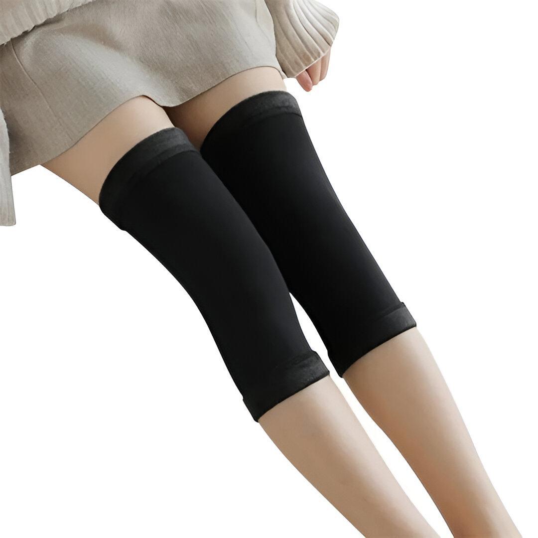 Unisex Wool Knee Warmers - Beige or Black, 2 Pcs