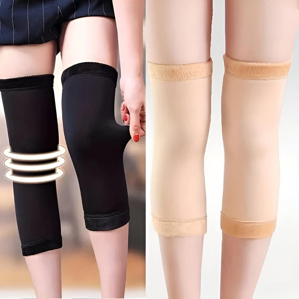 Unisex Wool Knee Warmers - Beige or Black, 2 Pcs