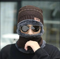 Wool Beanie & Neck Warmer Set - Brown Textured, Free Size