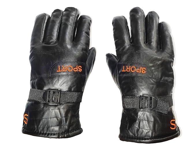 Men's Rexine Winter Gloves - Black, 1 Pair