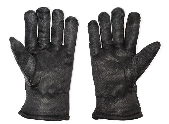 Men's Rexine Winter Gloves - Black, 1 Pair