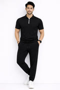 Men's Slim Fit Track Suit - Black, 2 Piece Polyester