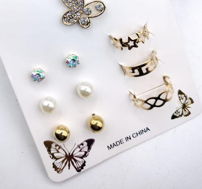 Golden Butterfly Necklace with Earrings & Rings Set - view 3