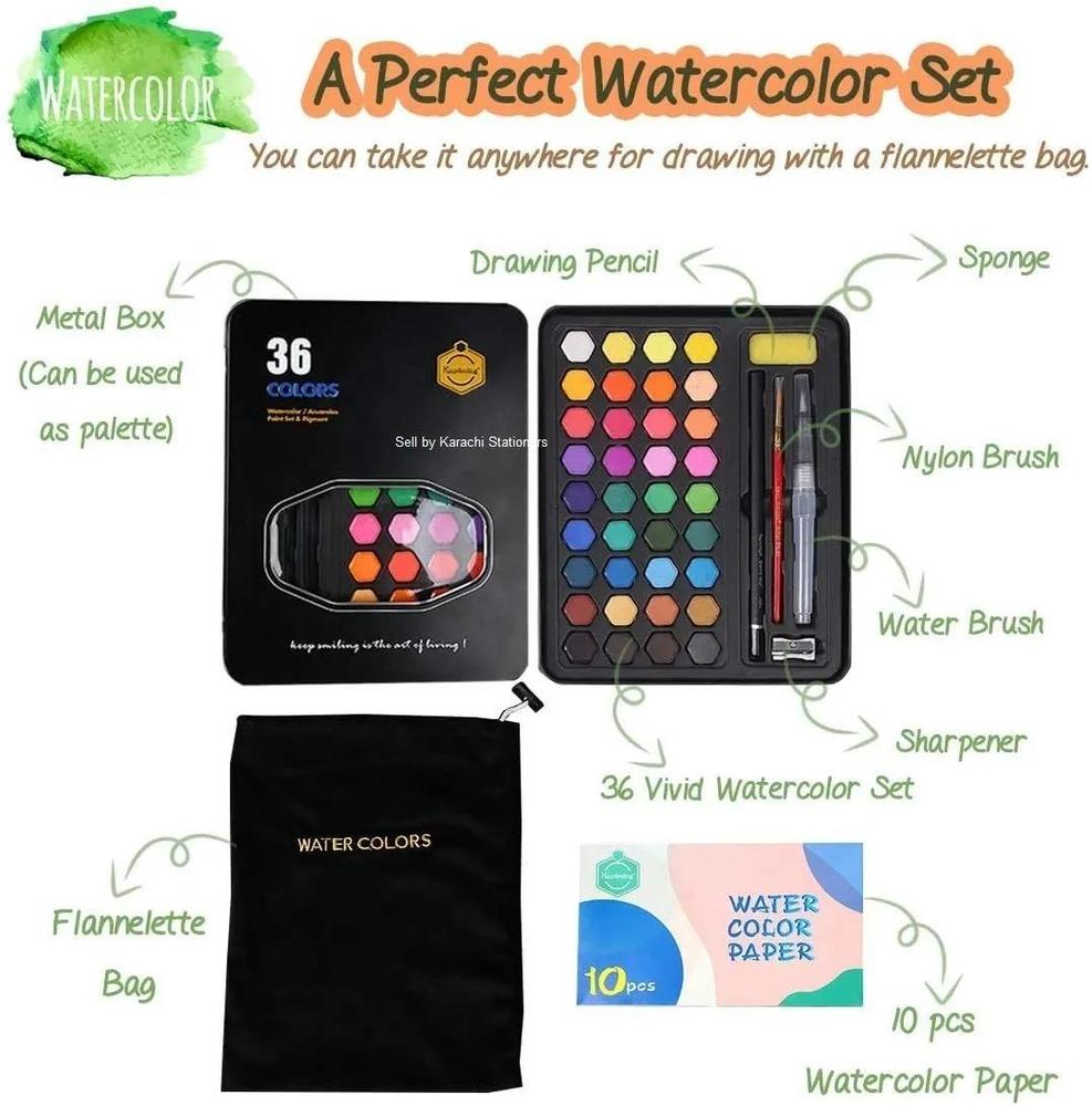 Watercolor Paint Set 36 Colors for Home & School Use - view 2