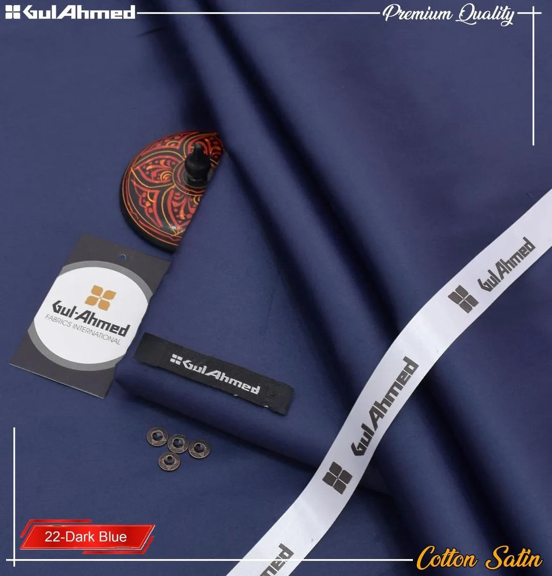 Men's Unstitched Cotton Sotton Suit - Dark Blue, 4 Meter