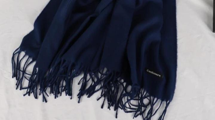 Women's Cashmere Shawl - Navy Blue, 68 x 31 cm