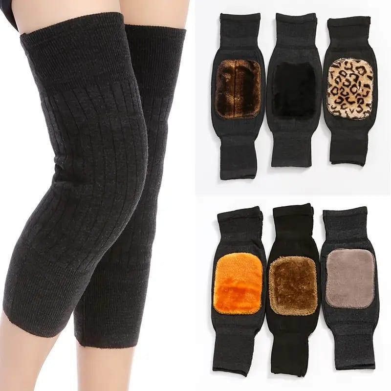 Wool Knee Warmers - Leopard Print Multicolor, Pack of 2